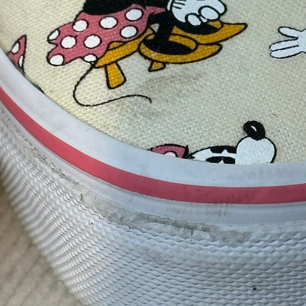 Vans Slip-On Disney Minnie Mouse Shoes Women 8.5 Cream Skate Sneakers - Picture 5 of 8